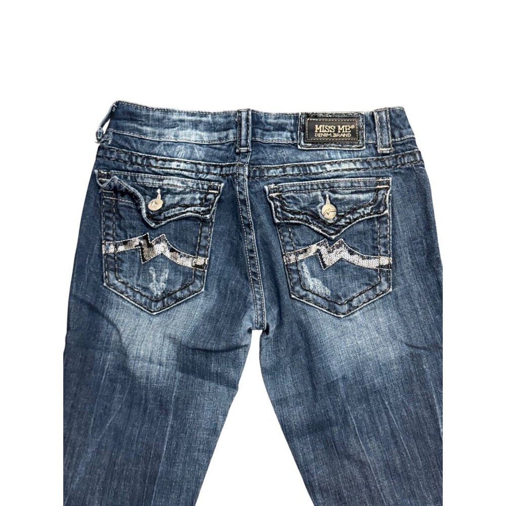 Miss Me Womens Size 30 Straight Leg Jeans Distressed Denim Medium Wash JE1044TX - Picture 7 of 7